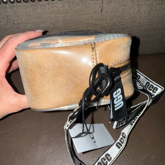 UGG JANEY II CLEAR CALF HAIR CROSSBODY CAMERA BAG Animal Print Brown Black - Picture 11 of 16